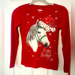 Girls Happy Holidays long sleeve shirt size  10/12 Large